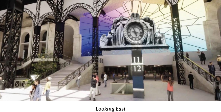 Proposed Commuter Hall Concourse at Grand Penn in New York, looking east.